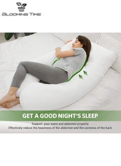 BLOOMING TIME Pregnant Woman U Shaped Pillow To Support Waist Side Sleep Side Lying Abdominal Support   White  130 X 70cm  - Image 4