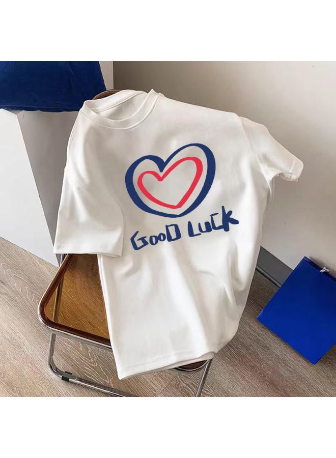 VUELO Heavy Cotton Short-sleeved Women's T-shirt Fashion Brand Round Neck Loose All-match Summer Undershirt Top Clothing  - Image 1