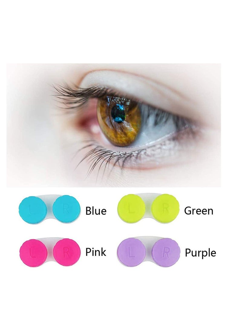SYOSI Contact Lens Case Box Colorful Holder Container with Soak Storage Kit Portable Mini Contact Lens, Protect Your Eyes by Changing Your Lens Case Monthly 12 Pack Pink Blue Purple Green  - Image 3