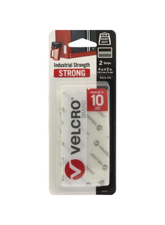 Velcro Industrial Strength Adhesive Back Fastener Strips4" X 2"White - Image 1