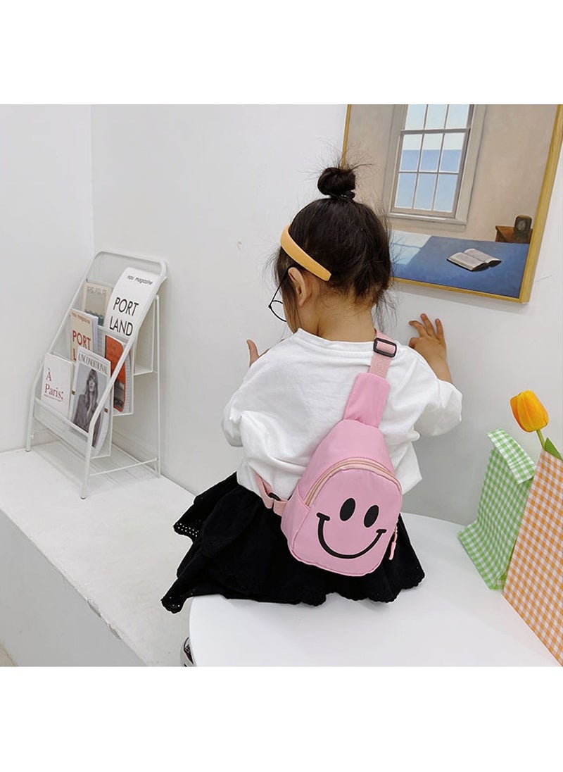Generic 2024 New Large Capacity Smiley Face Crossbody Bag Summer Childrens Backpack BabyWomens Mini Small Bag For Kids light pink 