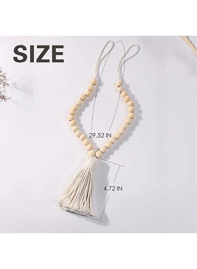 انتيكيانو اربطة ستائر مكرامية من قطعتين بلون كريمي بوهيمي لديكور المنزل - Image 2