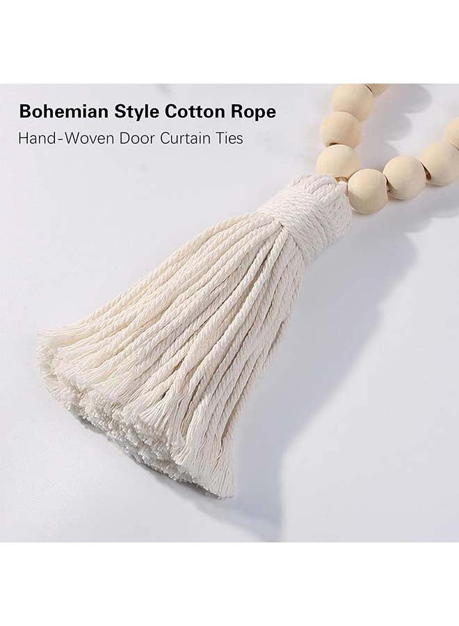 انتيكيانو اربطة ستائر مكرامية من قطعتين بلون كريمي بوهيمي لديكور المنزل - Image 3