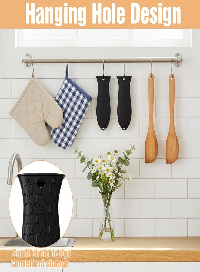 ADLABLD 2Pcs Silicone Pot Holders Set Cast Iron Pan Handle Covers, Heat Resistant Pot Handle Sleeve Reusable Non-Slip Handles Protectors for Cast Iron Pots, Woks, Frying Pans, Griddles, Skillets, Oven(Black) - Image 5