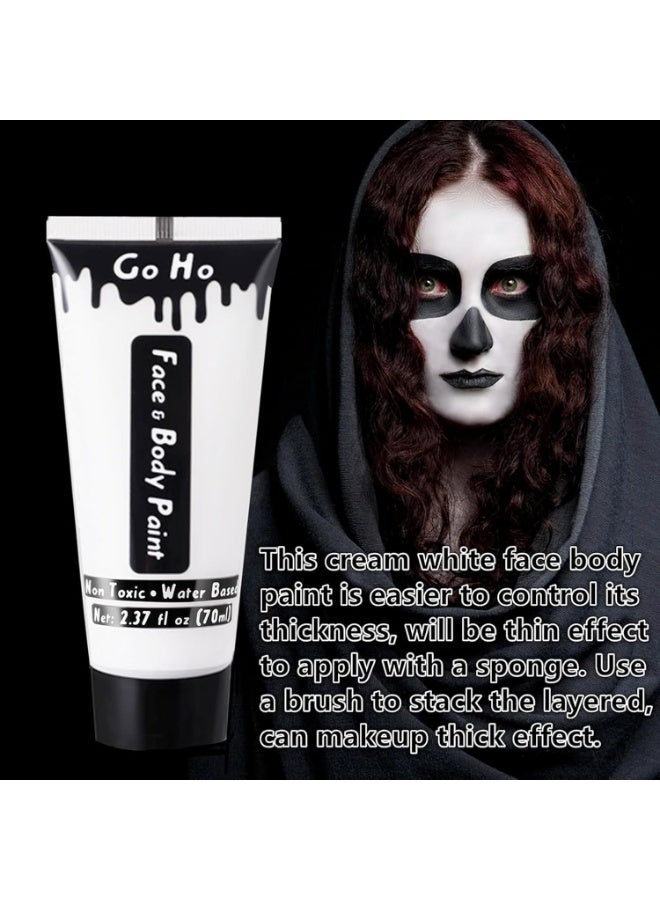 Go Ho Professional Clown White Face Body Paint Washable(2.37oz/pc),Water Based Cream White Body Paint,Halloween Costumes Cosplay SFX Goth Skeleton Zombie Vampire Clown Makeup - Image 2