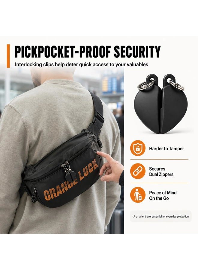 Zipper Clip, Anti Theft Purse & Backpack Zipper Lock, Anti Pickpocket, Outdoor Travel Safety Essentials, 2 Pack, Black - Image 4