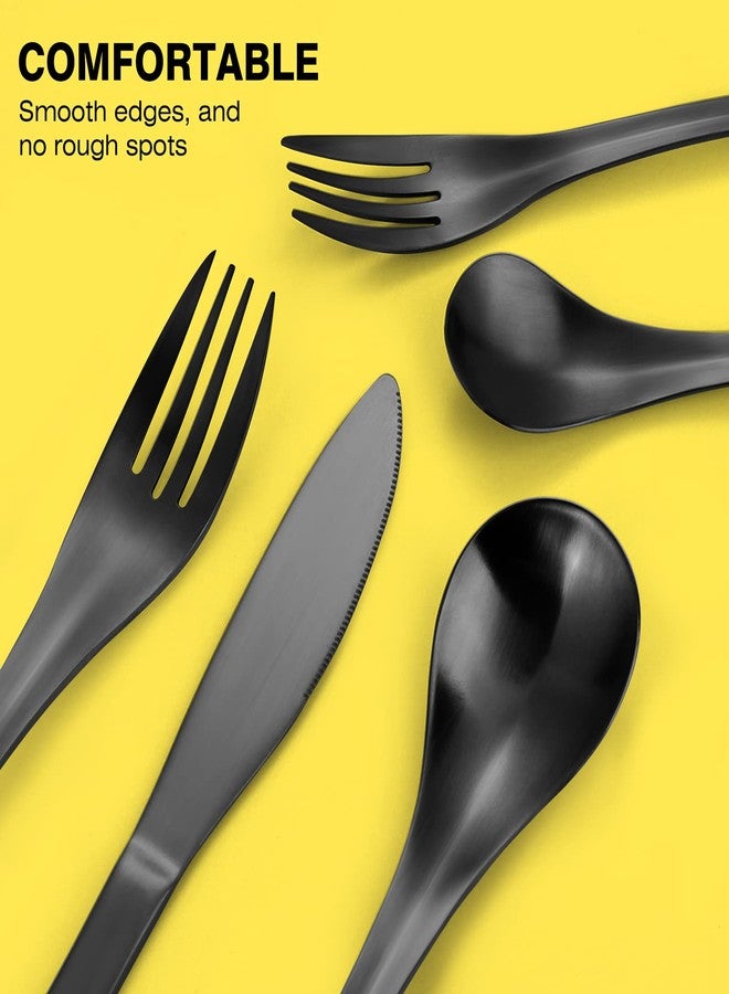 Bysta Black Silverware Set, Bysta 20-Piece Flatware Set, Stainless Steel Utensils Service for 4, Tableware Cutlery Set for Home and Restaurant, Include Knife/Fork/Spoon, Satin Finish, Dishwasher Safe - Image 3