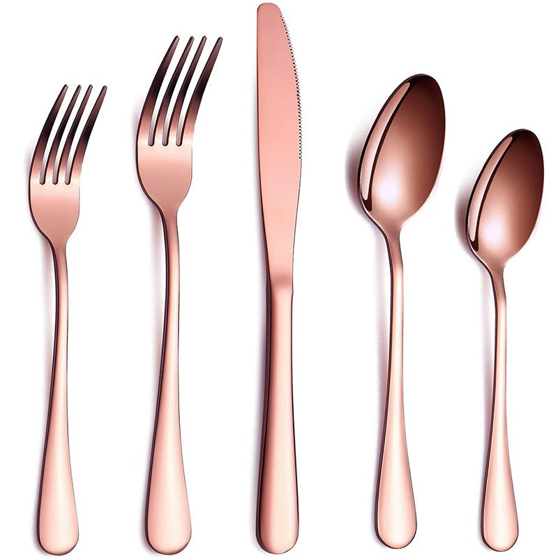 Stainless Steel Cutlery Combo Rose gold five-piece set (bag) 