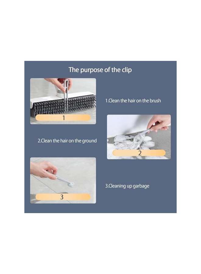 PROMASS Floor Scrubbing Brush with Squeegee,3 in 1 Grout Brush with 41" Adjustable Long Handle,V-Shape Stiff Brush Bristle,180°Rotation,Bathroom Cleaning Brush for Tile,Deck,Garage,Kitchen (White) - Image 2