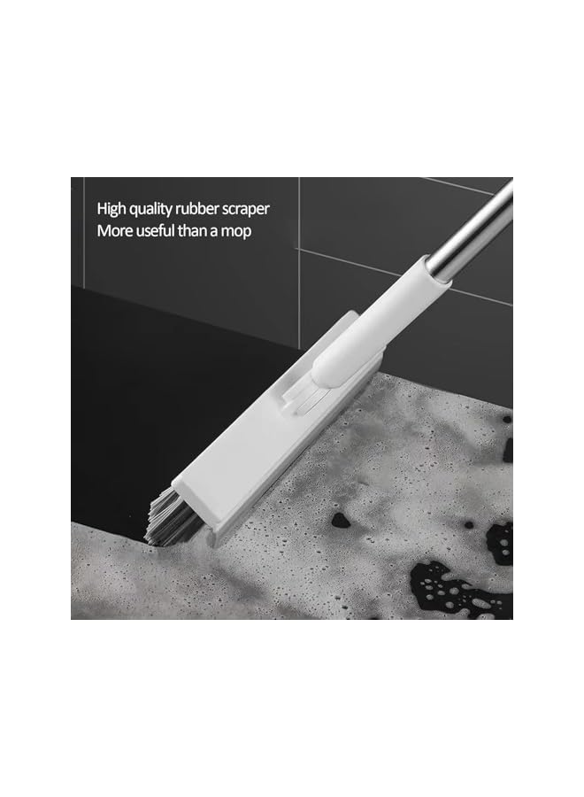 PROMASS Floor Scrubbing Brush with Squeegee,3 in 1 Grout Brush with 41" Adjustable Long Handle,V-Shape Stiff Brush Bristle,180°Rotation,Bathroom Cleaning Brush for Tile,Deck,Garage,Kitchen (White) - Image 4