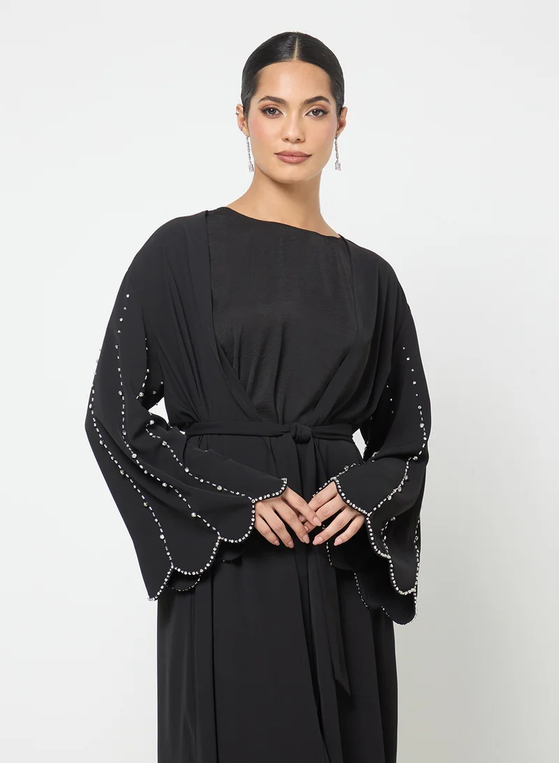 Khizana  Abaya With Embellished Sleeves for Women | Best Price UAE