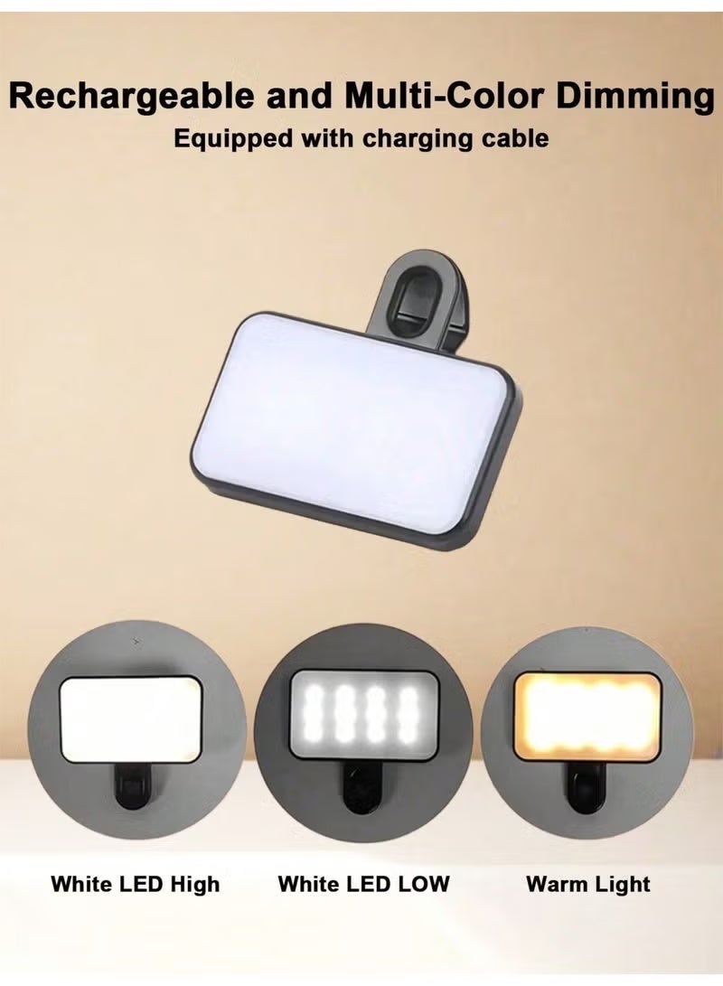 LED Portable Selfie Light: Rechargeable Phone Fill Lights with Clip, USB-C Charging, 3000-6500K 3 Light Modes ,Clip-on Light for Phone/Tablet/Laptop video shooting - Image 3