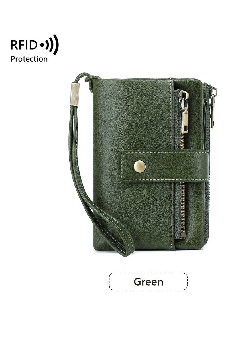 Womens Short Small Wallet RFID Blocking Leather Trifold Clutch Wallet Credit Card Holder Ladies Travel Wallet Purse - Image 1