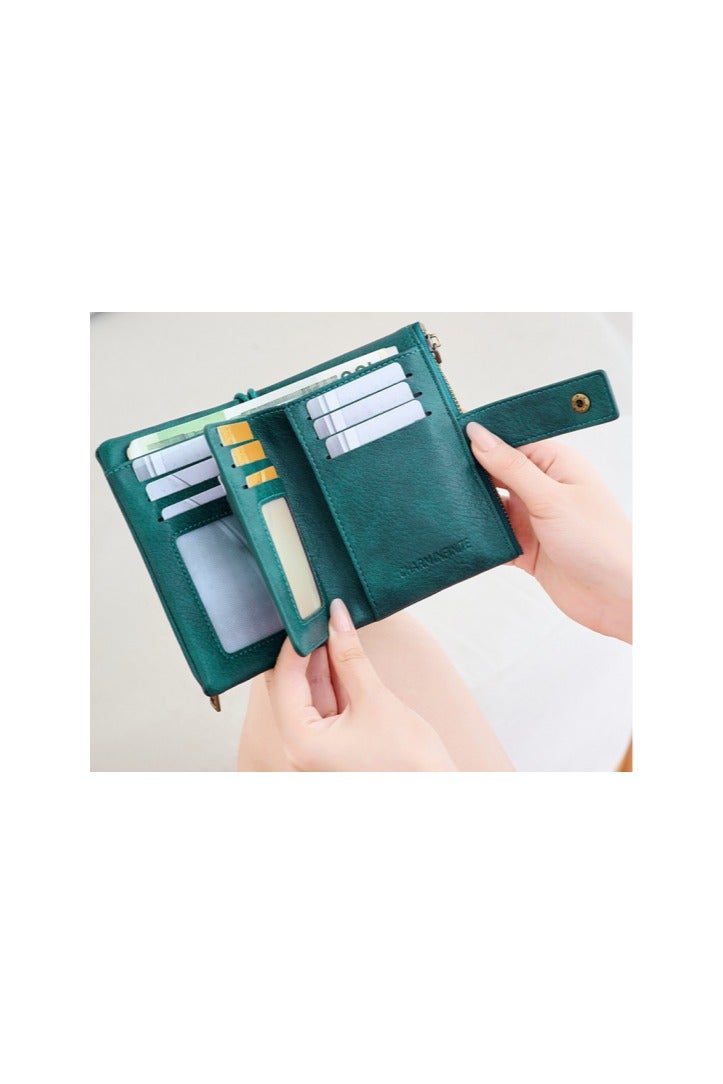 Womens Short Small Wallet RFID Blocking Leather Trifold Clutch Wallet Credit Card Holder Ladies Travel Wallet Purse - Image 4
