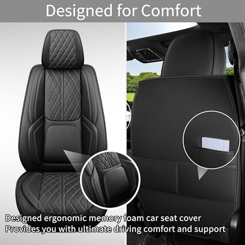 DuDuWang Custom Fit Chevy Silverado GMC Sierra 1500 2007-2025 2500/3500 HD Crew Cab Faux Leather Front Seat Covers - 2 Pack, Waterproof & Breathable Car Seat Protector for Truck, Black - Image 5