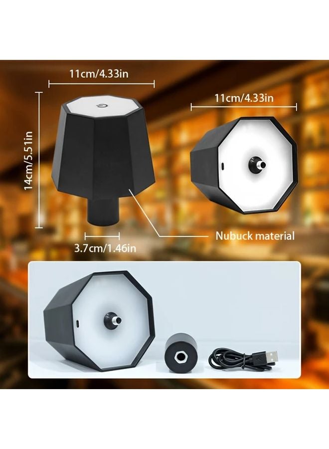 مصباح زجاجة ثماني الأسود مع إضاءة LED قابلة للتعتيم وشحن USB وضوء جوي ثلاثي الألوان قابل للتعديل - Image 3