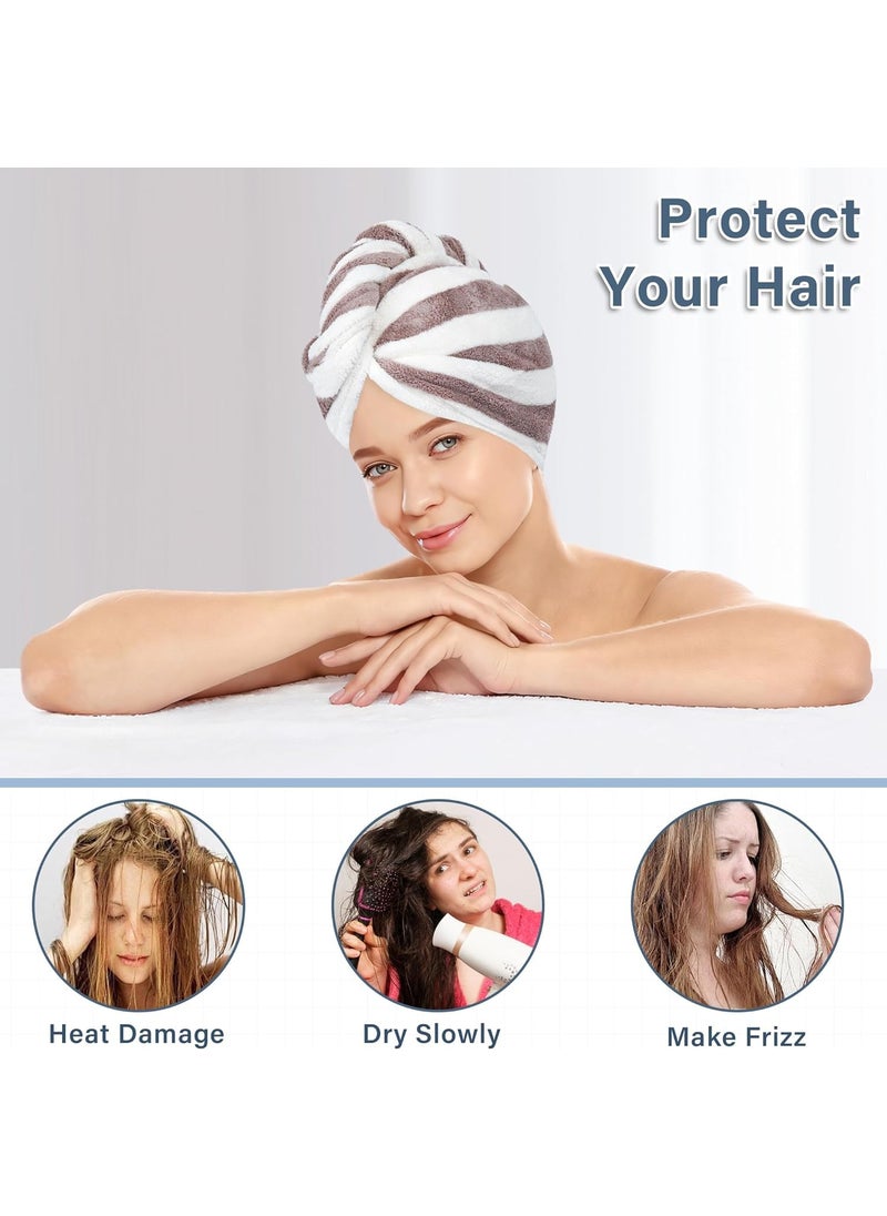 SUNDAY SUNDAY Microfiber Hair Towel Wrap for WomenAdjustable Hair Drying Turban with Button Anti Frizz Super Absorbent Quick Dry Hair Towels for Long Thick Short Hair Hair Towel Wrap 1  - Image 3