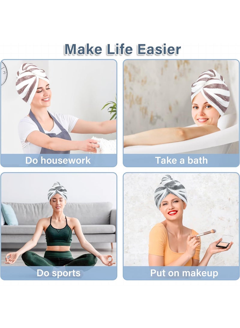SUNDAY SUNDAY Microfiber Hair Towel Wrap for WomenAdjustable Hair Drying Turban with Button Anti Frizz Super Absorbent Quick Dry Hair Towels for Long Thick Short Hair Hair Towel Wrap 1  - Image 5