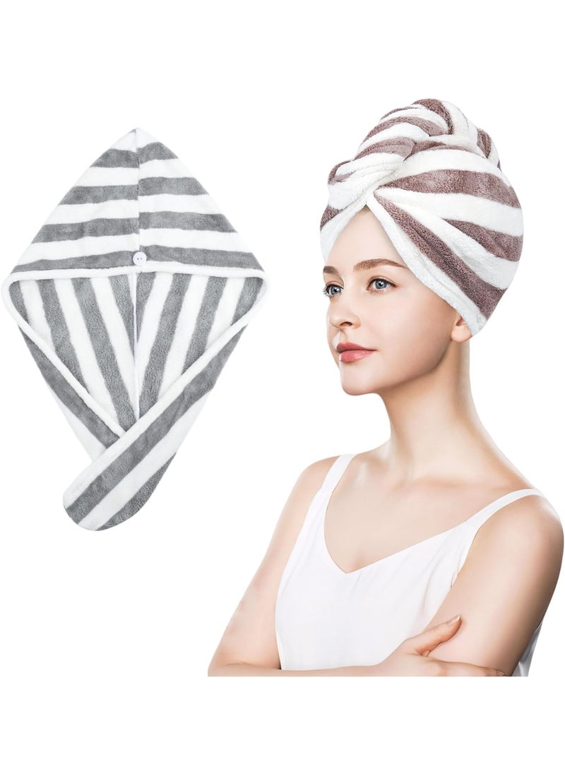 SUNDAY SUNDAY Microfiber Hair Towel Wrap for WomenAdjustable Hair Drying Turban with Button Anti Frizz Super Absorbent Quick Dry Hair Towels for Long Thick Short Hair Hair Towel Wrap 1  - Image 2
