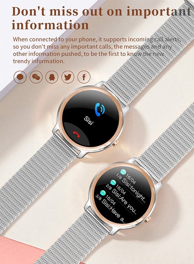 DUNISO 1.32" HD Touch Smart Watch for Women Can Make and Answer Calls Fitness Tracker Heart Rate Sleep Quality Monitor Round Smart Watch IP67 Waterproof Watch Compatible with iOS and Android - Image 2