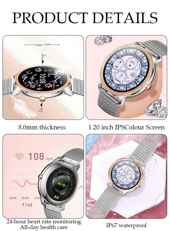 DUNISO 1.32" HD Touch Smart Watch for Women Can Make and Answer Calls Fitness Tracker Heart Rate Sleep Quality Monitor Round Smart Watch IP67 Waterproof Watch Compatible with iOS and Android - Image 3