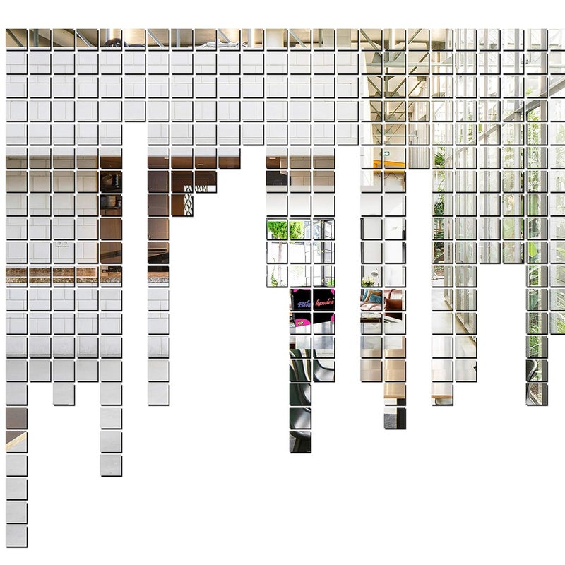 Chote Mote Seller 300 Square Silver Decorative Mirror Stickers for Wall Mirror Stickers 3D Acrylic Stickers Wall Stickers for Hall Room Living Room Craft Materials Silver Pack of 300 - Image 5