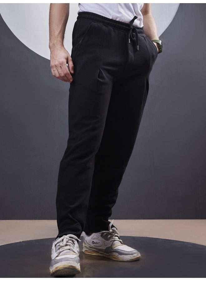 Maniac Maniac Mens Solid Black Cotton Trackpant  - Image 1