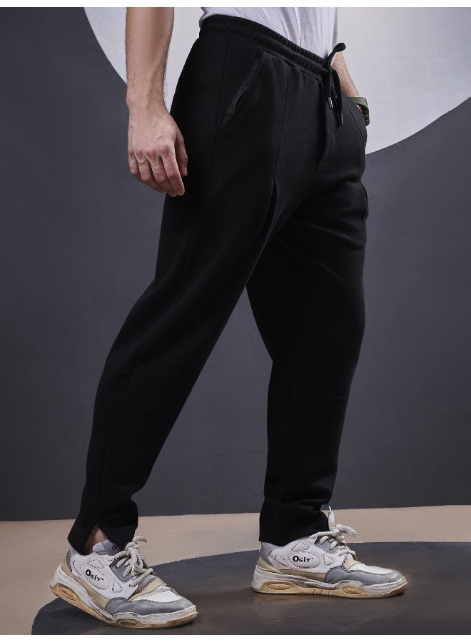 Maniac Maniac Mens Solid Black Cotton Trackpant  - Image 2