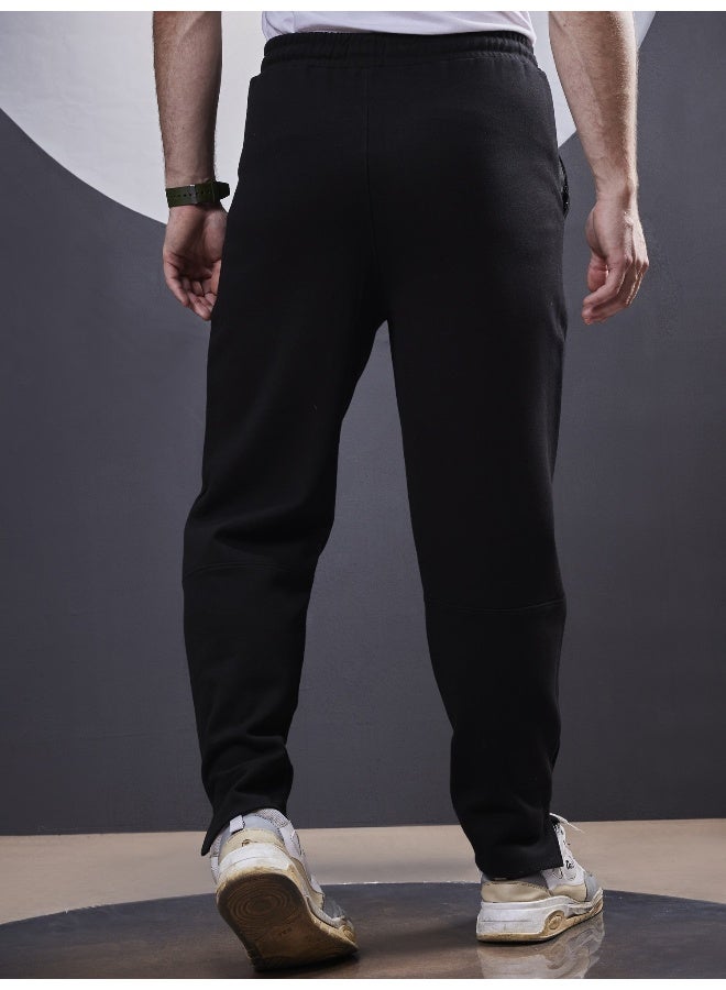 Maniac Maniac Mens Solid Black Cotton Trackpant  - Image 4