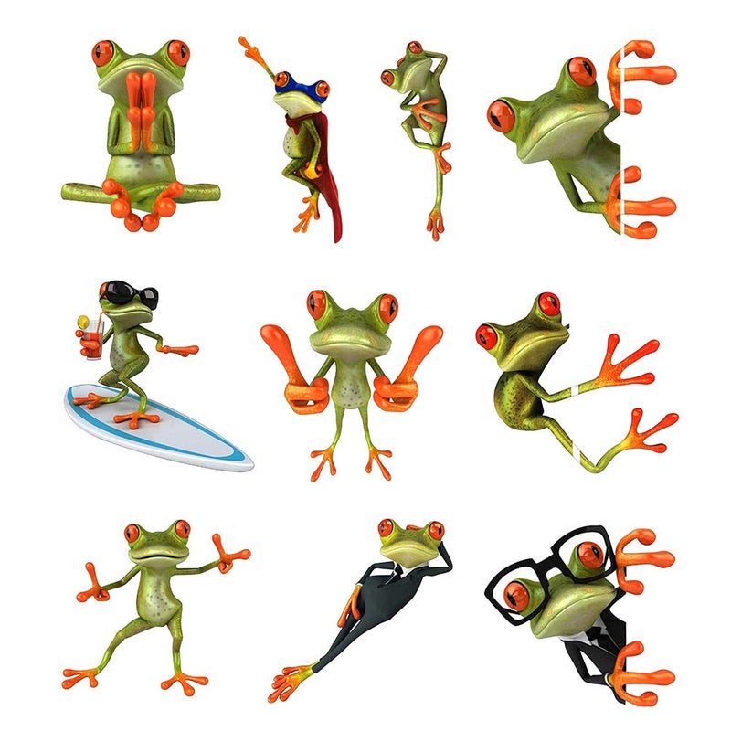 RAYNAG 3D Cute Peep Frog Funny Car Stickers Truck Window Vinyl Decal Graphics Sticker Adorable Office Desk Decorations 10 PiecesRandom