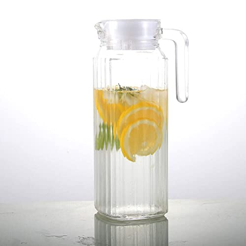 VILON Italian Premium Premium Elegant Glass Lemon Set of 7 Pcs1 Glass Jug (1300 ML) with 6 Glasses (300 ML) (Lighten) - Image 4