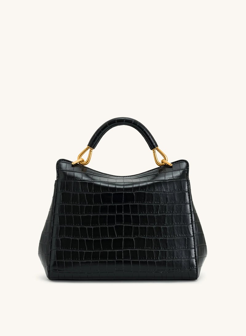 جي دبليو بي حقيبة يد كلاسيكية من Lucia - نمط جلد التمساح الأسود - Image 3