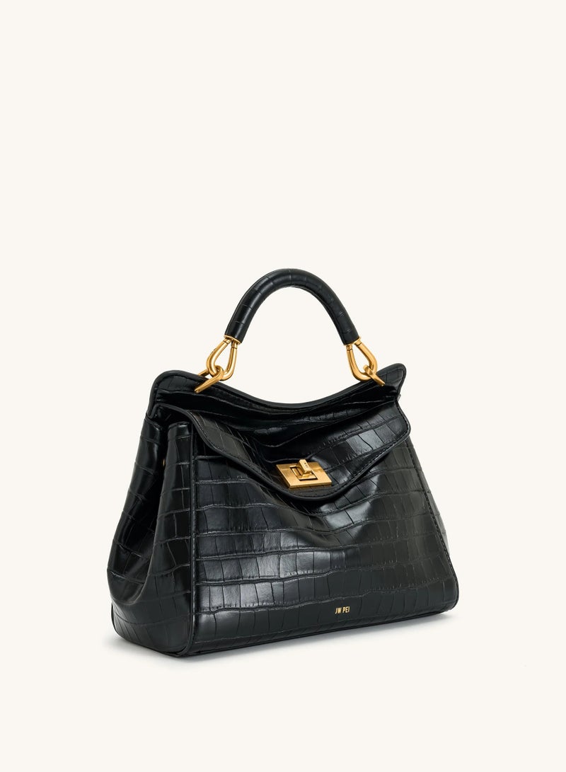 جي دبليو بي حقيبة يد كلاسيكية من Lucia - نمط جلد التمساح الأسود - Image 2