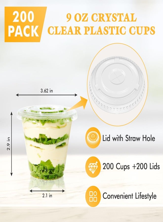 Vplus 200 Pack 9 OZ PET Plastic Cups with Flat Lids, Crystal Disposable Plastic Cups For Parfait, Fruit, Desserts, Snacks, Yogurt, and Jelly - Image 2