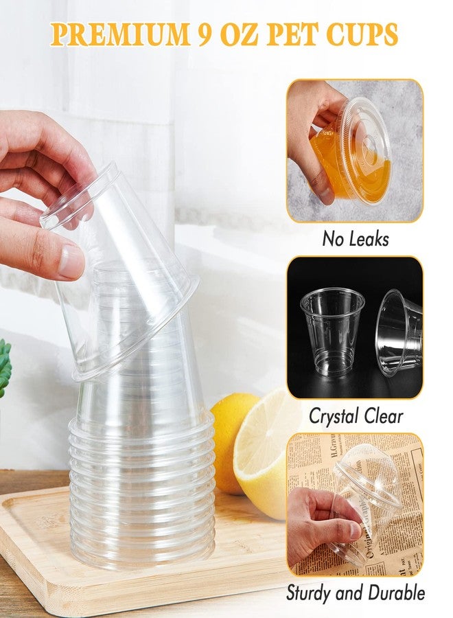 Vplus 200 Pack 9 OZ PET Plastic Cups with Flat Lids, Crystal Disposable Plastic Cups For Parfait, Fruit, Desserts, Snacks, Yogurt, and Jelly - Image 3