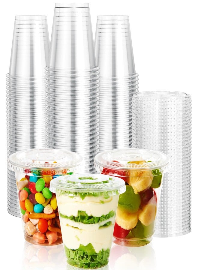 Vplus 200 Pack 9 OZ PET Plastic Cups with Flat Lids, Crystal Disposable Plastic Cups For Parfait, Fruit, Desserts, Snacks, Yogurt, and Jelly - Image 1