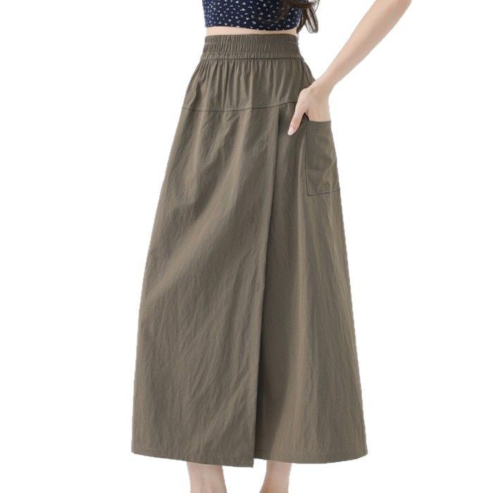 Women's High Waist Ice Silk Cargo Skirt Pants - Image 5