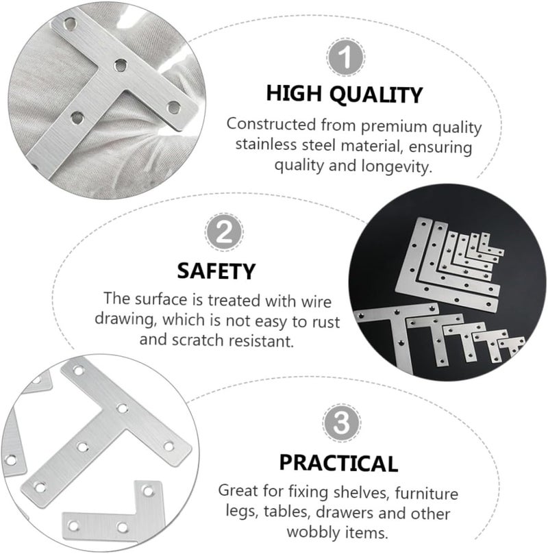 VOSAREA 20pcs Shape Mending Plate Joining Bracket Flat Mending Brackets for Light Fixture Mounting - Image 3