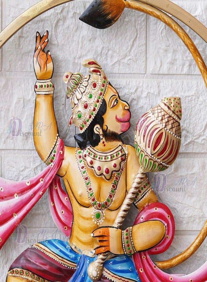 Discount ARA Hnadcrafted & HandPainted Hanuman Ji Wall Frame Hanging For Temple/Home Decorative Items/Vastu Hanuman Ji Wall Frame - Image 2