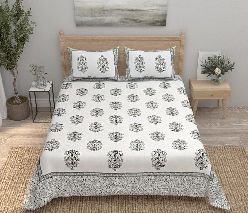 EasyGoods 240 TC Pure Cotton Bedsheet for Double Bed King Queen Size Bed Jaipuri Rajasthani Design with 2 Pillow Covers Extra Soft Wrinkle Free 90 x 103 inches Brown Monarch30 - Image 2