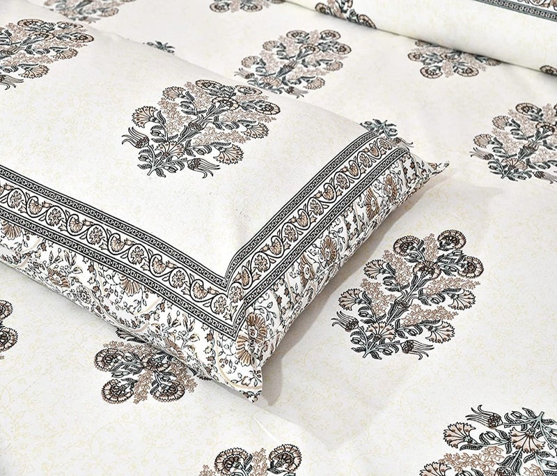 EasyGoods 240 TC Pure Cotton Bedsheet for Double Bed King Queen Size Bed Jaipuri Rajasthani Design with 2 Pillow Covers Extra Soft Wrinkle Free 90 x 103 inches Brown Monarch30 - Image 3