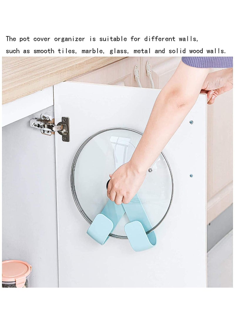 MOMISY MOMISY Plastic Self Adhesive Pot Lid Holder NoPunch WallMounted Rotatable Rack Pan Cover Organizer Storage Kitchen Household Set Tools White Hook  - Image 2