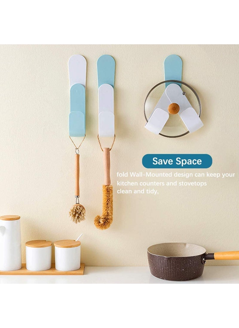 MOMISY MOMISY Plastic Self Adhesive Pot Lid Holder NoPunch WallMounted Rotatable Rack Pan Cover Organizer Storage Kitchen Household Set Tools White Hook  - Image 3