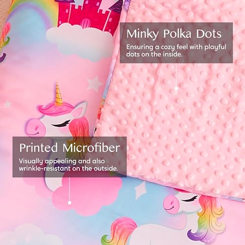 JOIEDOMI Toddler Sleeping Bag for Kids 55''x30'' Nap Mat with Removable Pillow and Minky Blanket for Toddler Ages 3-7 Roll Up Kids Sleeping Bag for Boys Girls Kindergarten Daycare Sleepover Unicorn - Image 4