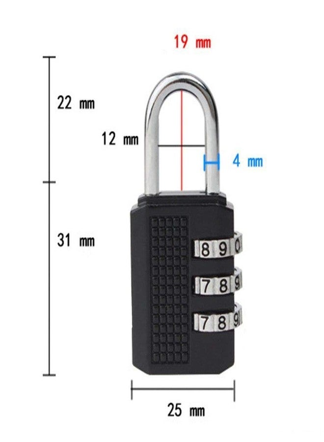 Hyderon Painted Metal Luggage 3 Digit Pad Lock (Black) - Image 3
