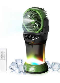 Generic Portable Misting Fan with Remote & 30000mAh Rechargeable Misting Fans for Outside Patios Camping Beach & Workshops Mist Fan Portable for Outdoor/Indoor 2L Water Tank RGB Light 4 Speeds & Spray  - Image 1