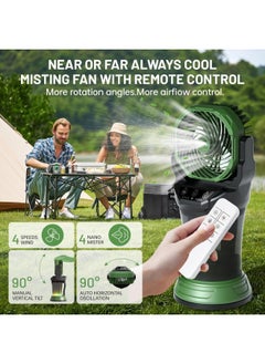 Generic Portable Misting Fan with Remote & 30000mAh Rechargeable Misting Fans for Outside Patios Camping Beach & Workshops Mist Fan Portable for Outdoor/Indoor 2L Water Tank RGB Light 4 Speeds & Spray  - Image 2