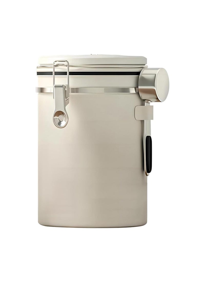 General Stainless Steel Coffee Grounds and Beans Container Canister with Date-Tracker - CO2-Release Valve and Measuring Scoop  for Grounds Coffee, Beans, Tea, Flour, Cereal, Sugar  - Image 1