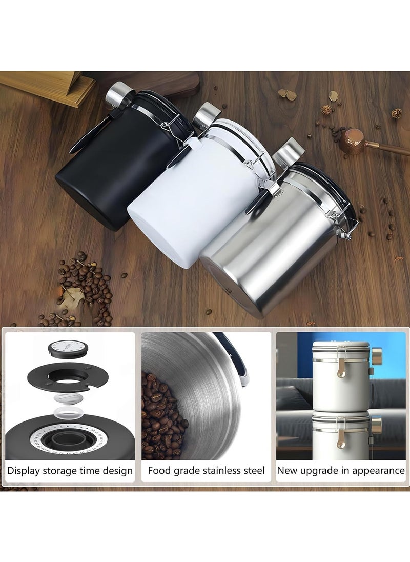 General Stainless Steel Coffee Grounds and Beans Container Canister with Date-Tracker - CO2-Release Valve and Measuring Scoop  for Grounds Coffee, Beans, Tea, Flour, Cereal, Sugar  - Image 2