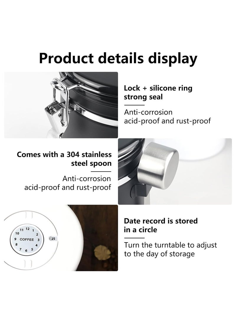 General Stainless Steel Coffee Grounds and Beans Container Canister with Date-Tracker - CO2-Release Valve and Measuring Scoop  for Grounds Coffee, Beans, Tea, Flour, Cereal, Sugar  - Image 4